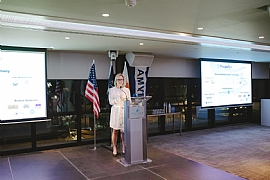 US Ambassador to Cyprus, Julie Davis Fisher presenting awards
